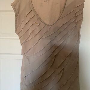 LOFT Women's Beige Ruffled Blouse